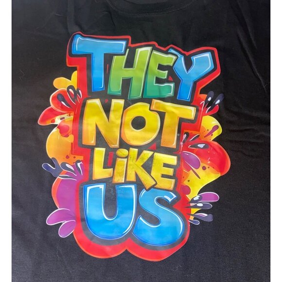 They Not Like Us Black T-Shirt XL Colorful Graphic Short Sleeve Cotton Crewneck - Picture 4 of 5